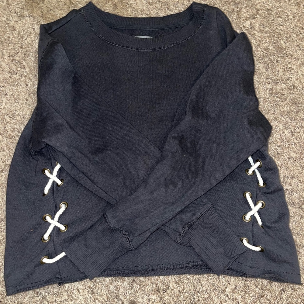 Navy Crew Neck, holes with rope going in and out on the side! Brand: Aerie